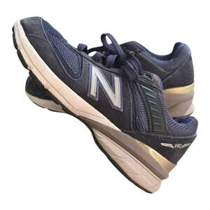 NEW BALANCE BOYS 990 V5 Size 1Y Navy Blue Gray White Reflective shoes